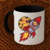 Rocket Spaceship Galaxy Retro Coffee Mug thumb 2