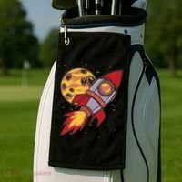 Rocket Spaceship Galaxy Retro Golf Towel thumb 2