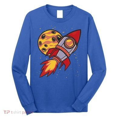 Rocket Spaceship Galaxy Retro Long Sleeve Shirt