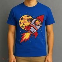 Rocket Spaceship Galaxy Retro T-Shirt thumb 3