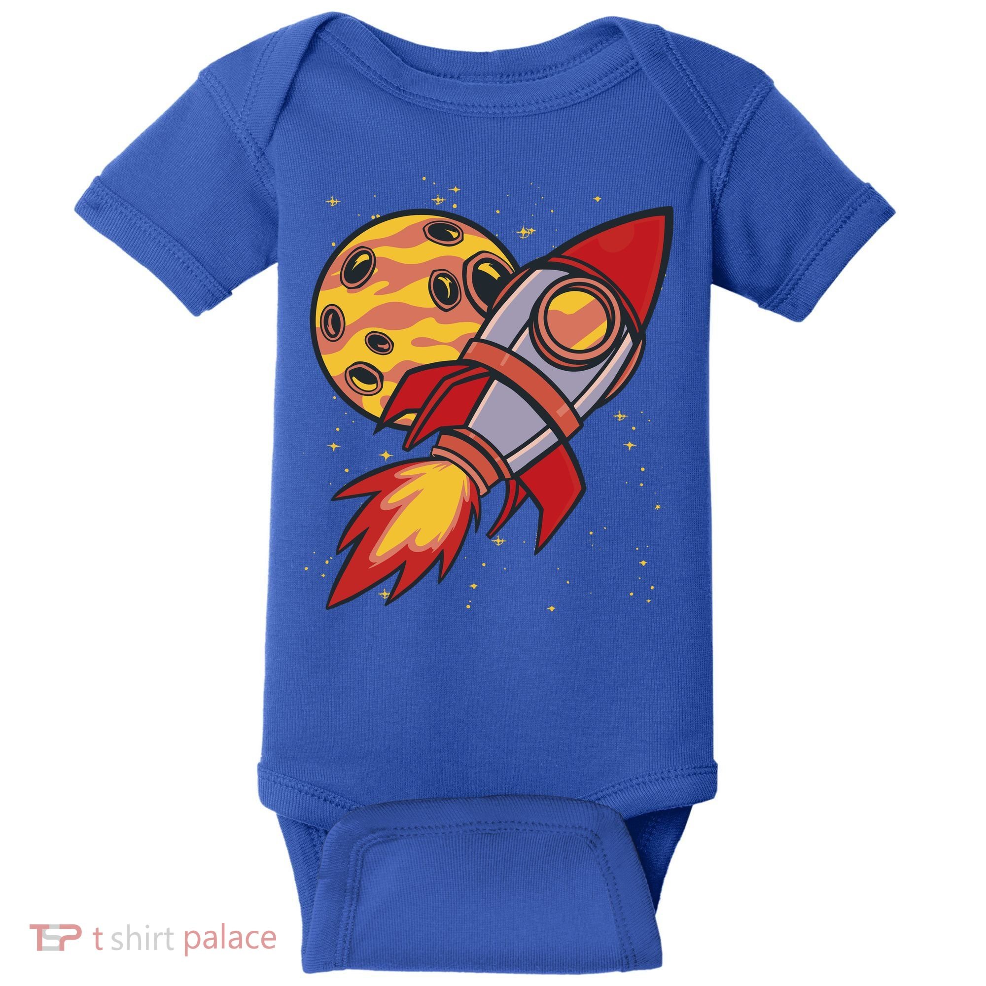 Rocket Spaceship Galaxy Retro Baby Bodysuit