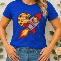 Rocket Spaceship Galaxy Retro Women's T-Shirt thumb 2