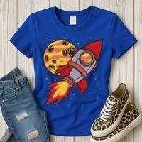 Rocket Spaceship Galaxy Retro Women's T-Shirt thumb 3
