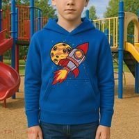 Rocket Spaceship Galaxy Retro Kids Hoodie thumb 2