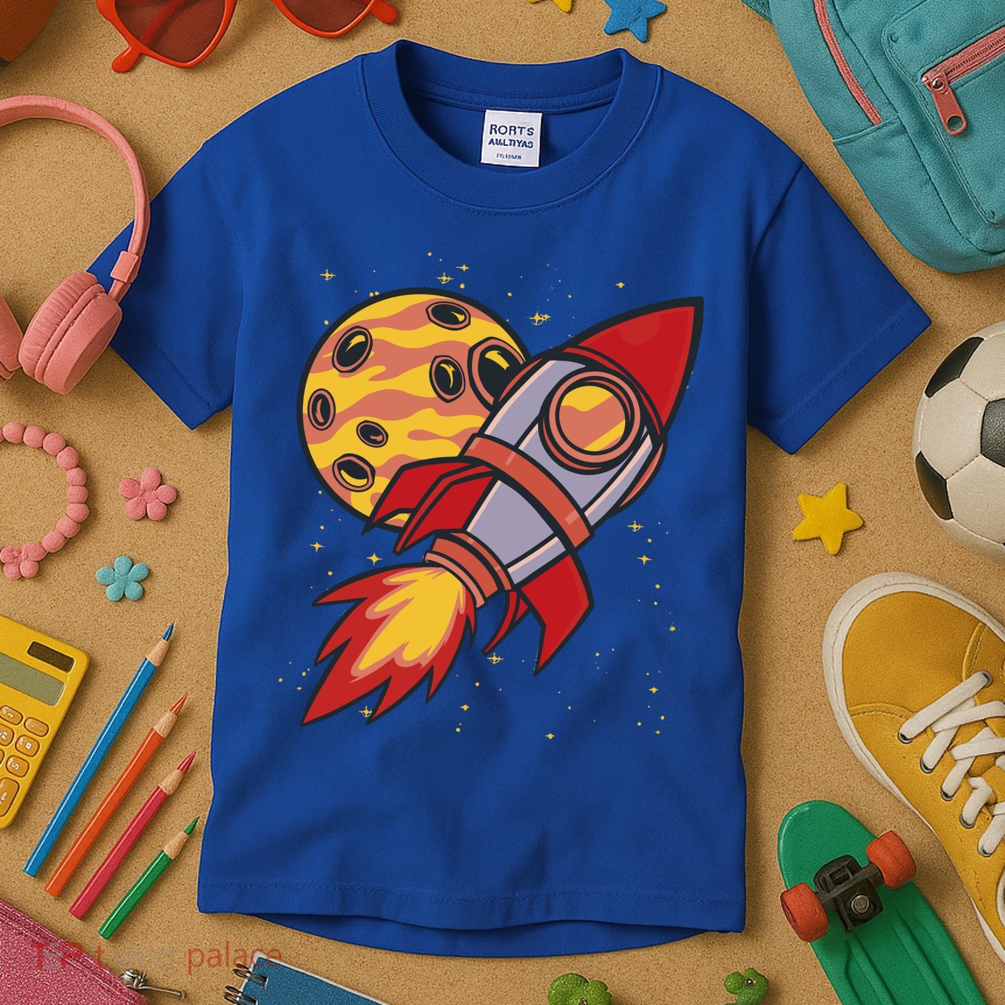 Rocket Spaceship Galaxy Retro Kids T-Shirt