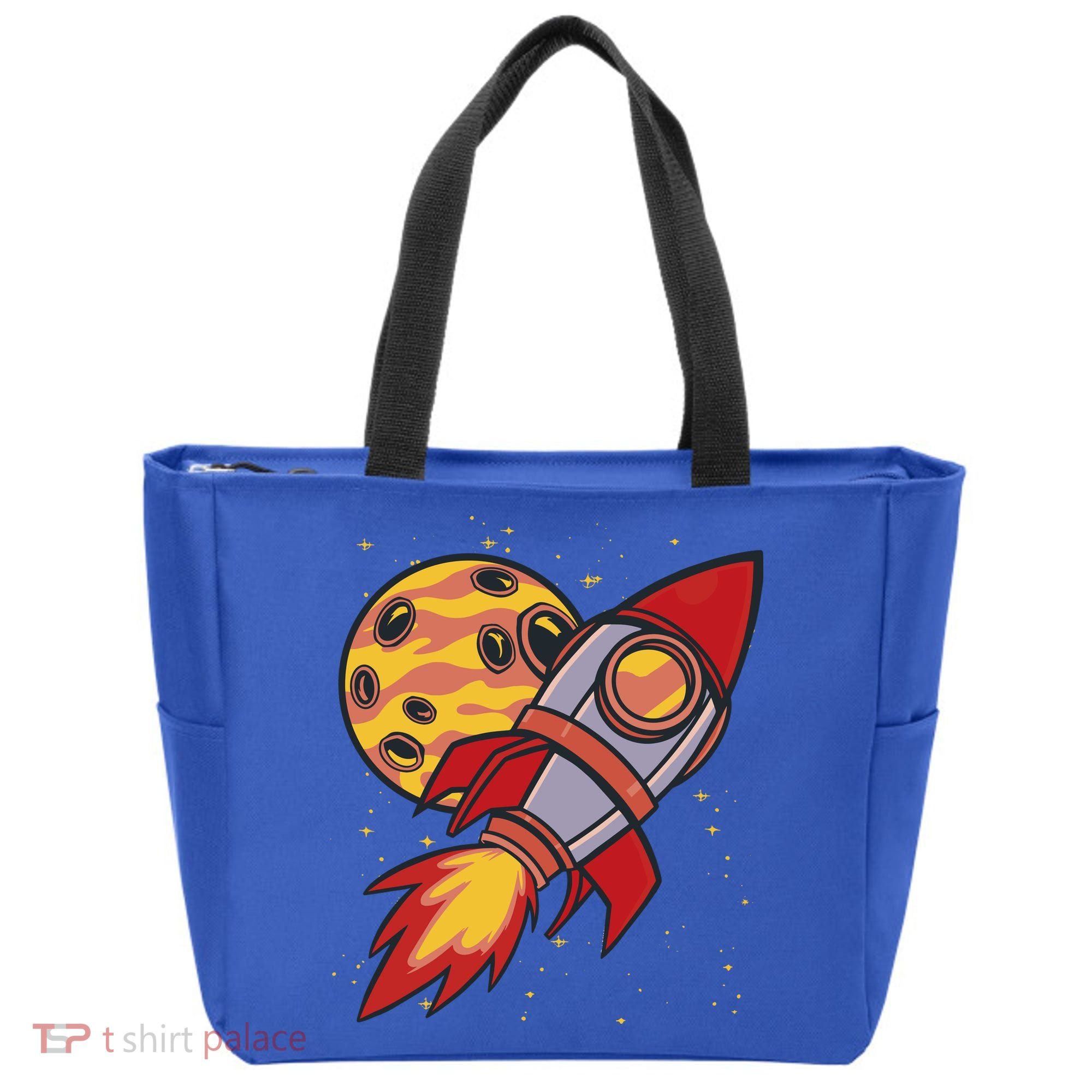 Rocket Spaceship Galaxy Retro Tote Bag