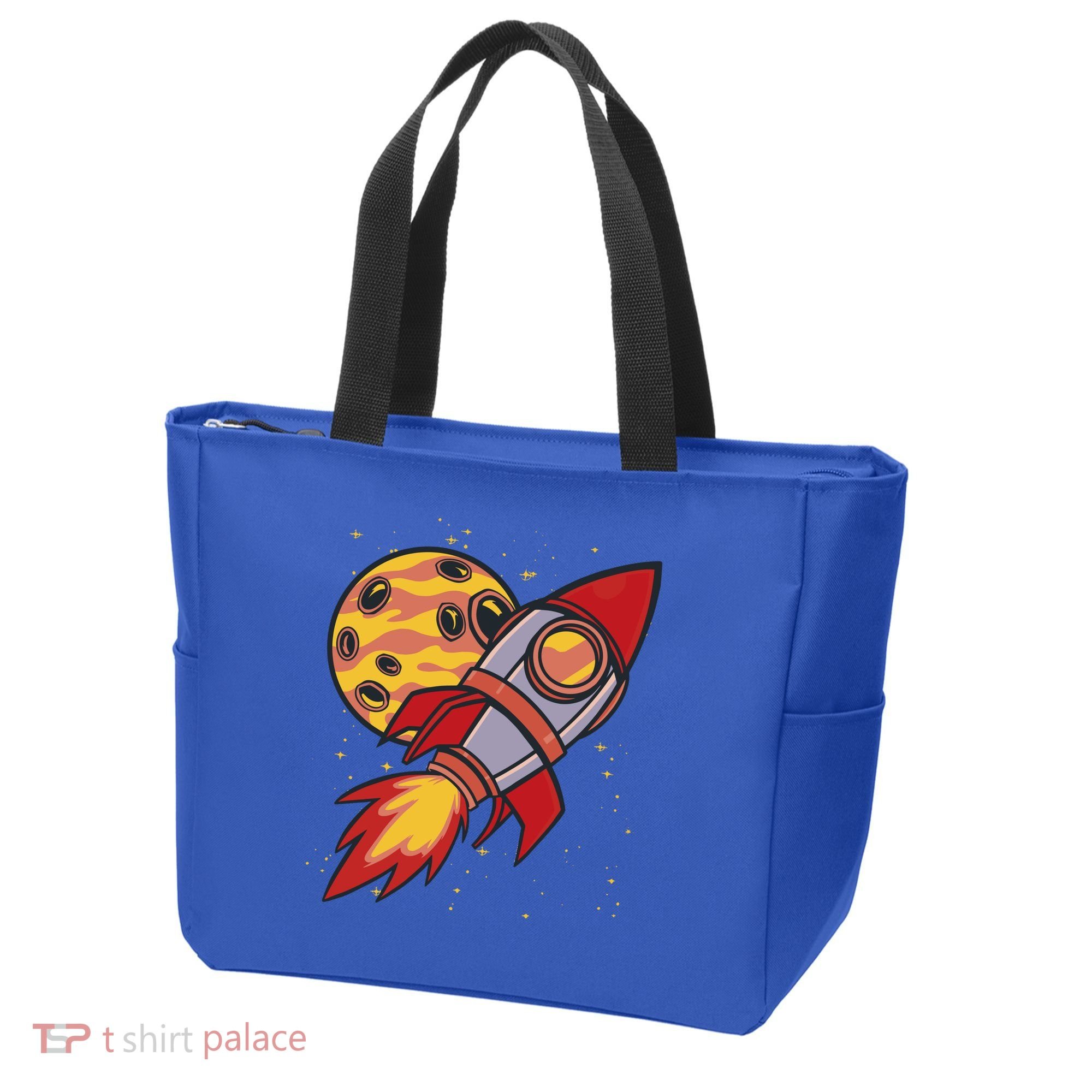 Rocket Spaceship Galaxy Retro Tote Bag
