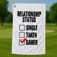Relationship Status Gamer Funny Golf Towel thumb 1