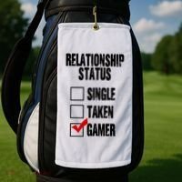 Relationship Status Gamer Funny Golf Towel thumb 2