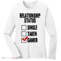 Relationship Status Gamer Funny Women's Long Sleeve Shirt thumb 0