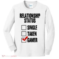 Relationship Status Gamer Funny Kids Long Sleeve Shirt thumb 0