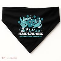 Ribbon Survivor Groovy Ovarian Cancer Awareness USA-Made Doggie Bandana thumb 0