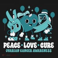 Ribbon Survivor Groovy Ovarian Cancer Awareness Bucket Hat thumb 4