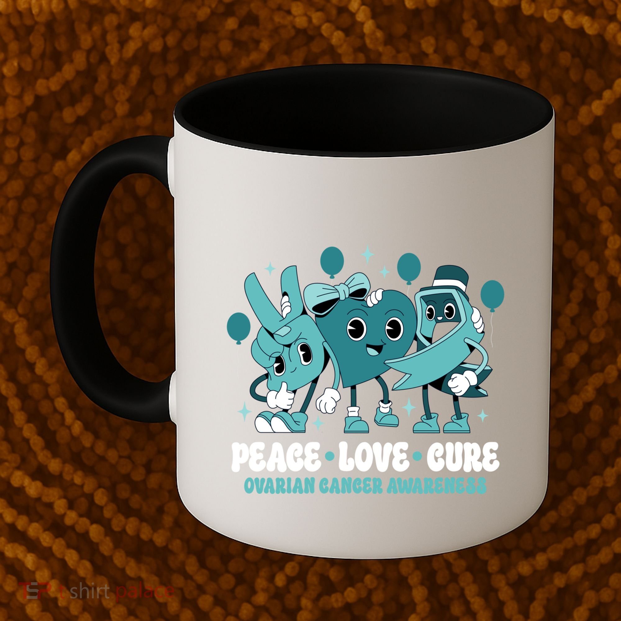 Ribbon Survivor Groovy Ovarian Cancer Awareness Coffee Mug
