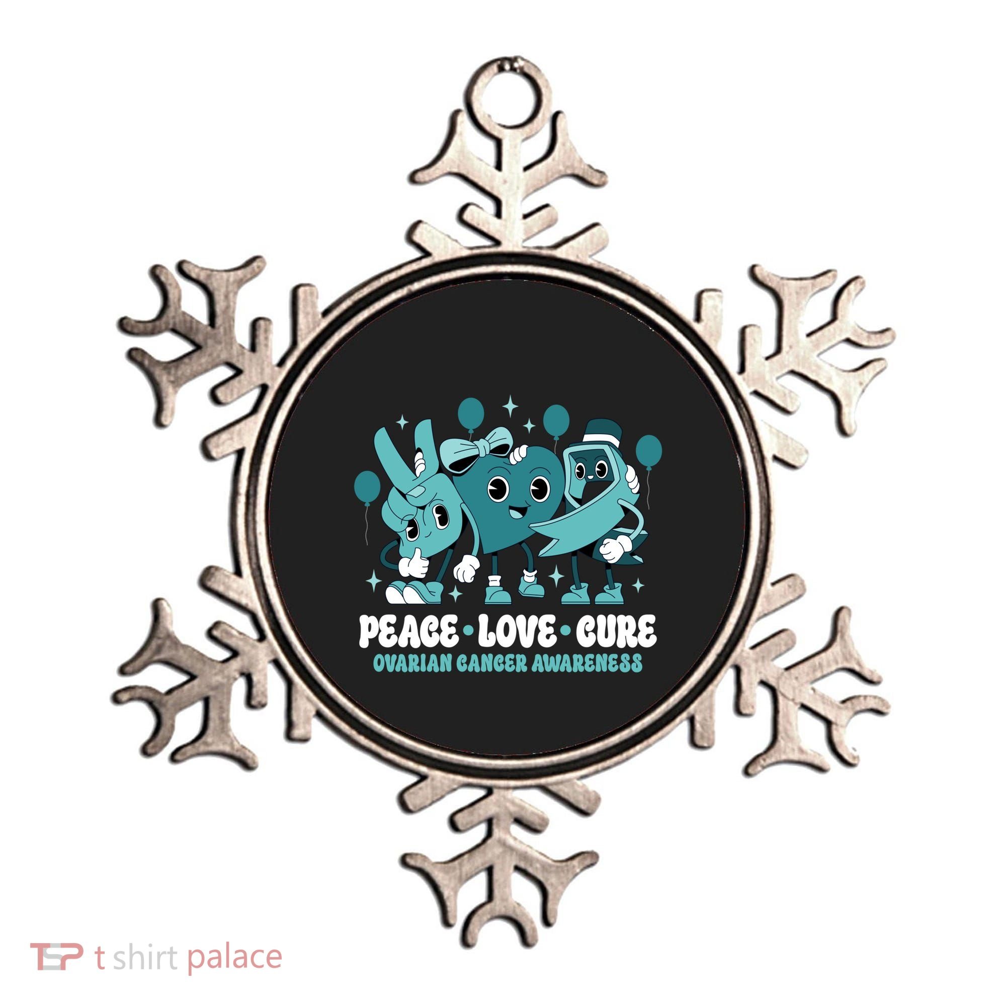 Ribbon Survivor Groovy Ovarian Cancer Awareness Ornament