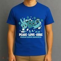 Ribbon Survivor Groovy Ovarian Cancer Awareness T-Shirt thumb 3