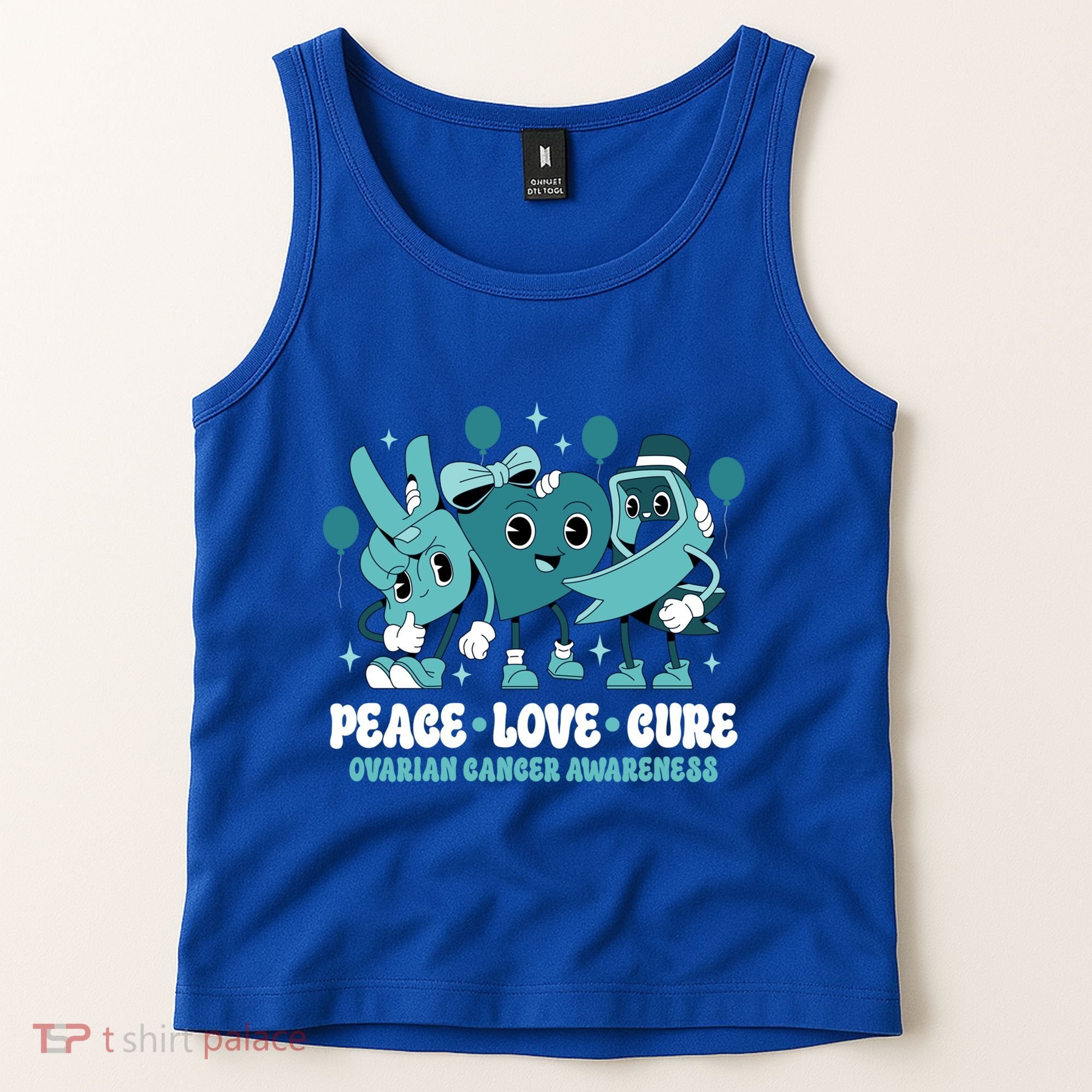 Ribbon Survivor Groovy Ovarian Cancer Awareness Tank Top