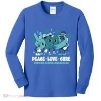 Ribbon Survivor Groovy Ovarian Cancer Awareness Kids Long Sleeve Shirt thumb 0