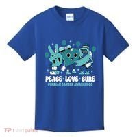 Ribbon Survivor Groovy Ovarian Cancer Awareness Kids T-Shirt thumb 0