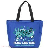 Ribbon Survivor Groovy Ovarian Cancer Awareness Tote Bag thumb 0