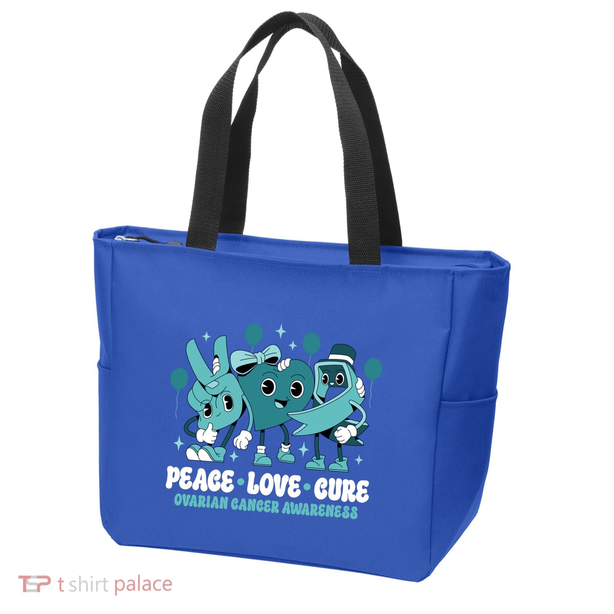 Ribbon Survivor Groovy Ovarian Cancer Awareness Tote Bag