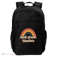 Retro Sixth Grade Teacher Rainbow Back To School 6Th Grade Great Gift Backpack thumb 0