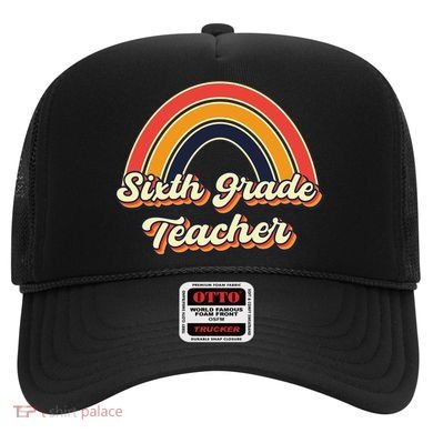 Retro Sixth Grade Teacher Rainbow Back To School 6Th Grade Great Gift Hat
