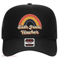 Retro Sixth Grade Teacher Rainbow Back To School 6Th Grade Great Gift Hat thumb 0