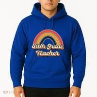 Retro Sixth Grade Teacher Rainbow Back To School 6Th Grade Great Gift Hoodie thumb 2