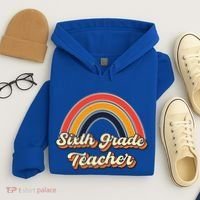 Retro Sixth Grade Teacher Rainbow Back To School 6Th Grade Great Gift Hoodie thumb 4