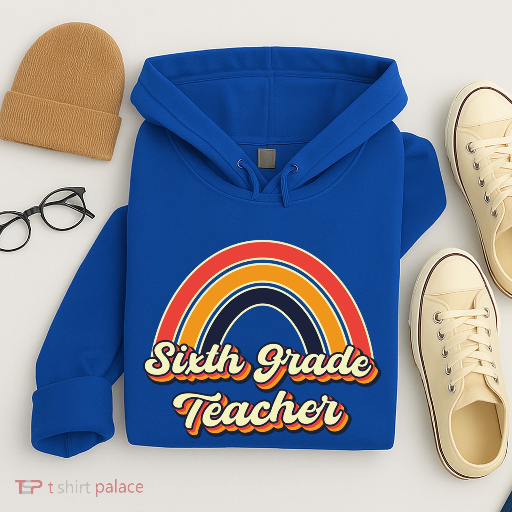 Retro Sixth Grade Teacher Rainbow Back To School 6Th Grade Great Gift Hoodie