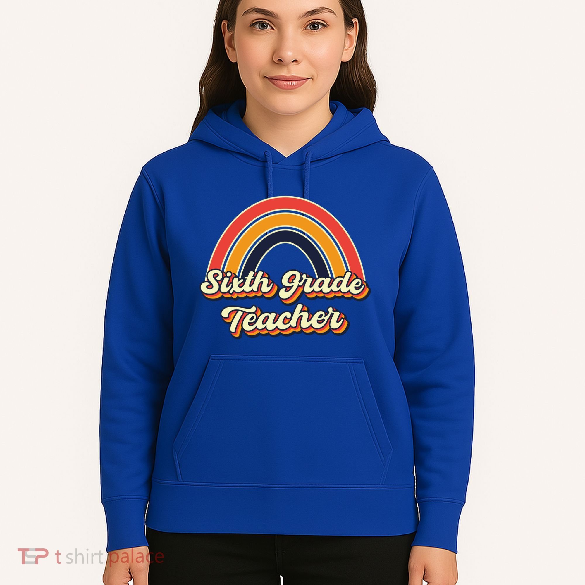 Retro Sixth Grade Teacher Rainbow Back To School 6Th Grade Great Gift Hoodie
