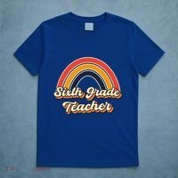 Retro Sixth Grade Teacher Rainbow Back To School 6Th Grade Great Gift T-Shirt thumb 5