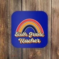 Retro Sixth Grade Teacher Rainbow Back To School 6Th Grade Great Gift Coaster thumb 0