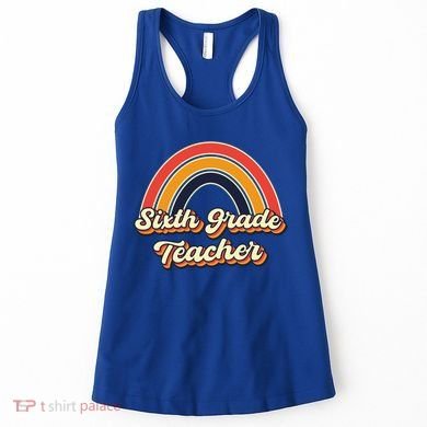 Retro Sixth Grade Teacher Rainbow Back To School 6Th Grade Great Gift Women's Tank Top