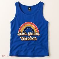 Retro Sixth Grade Teacher Rainbow Back To School 6Th Grade Great Gift Tank Top thumb 2
