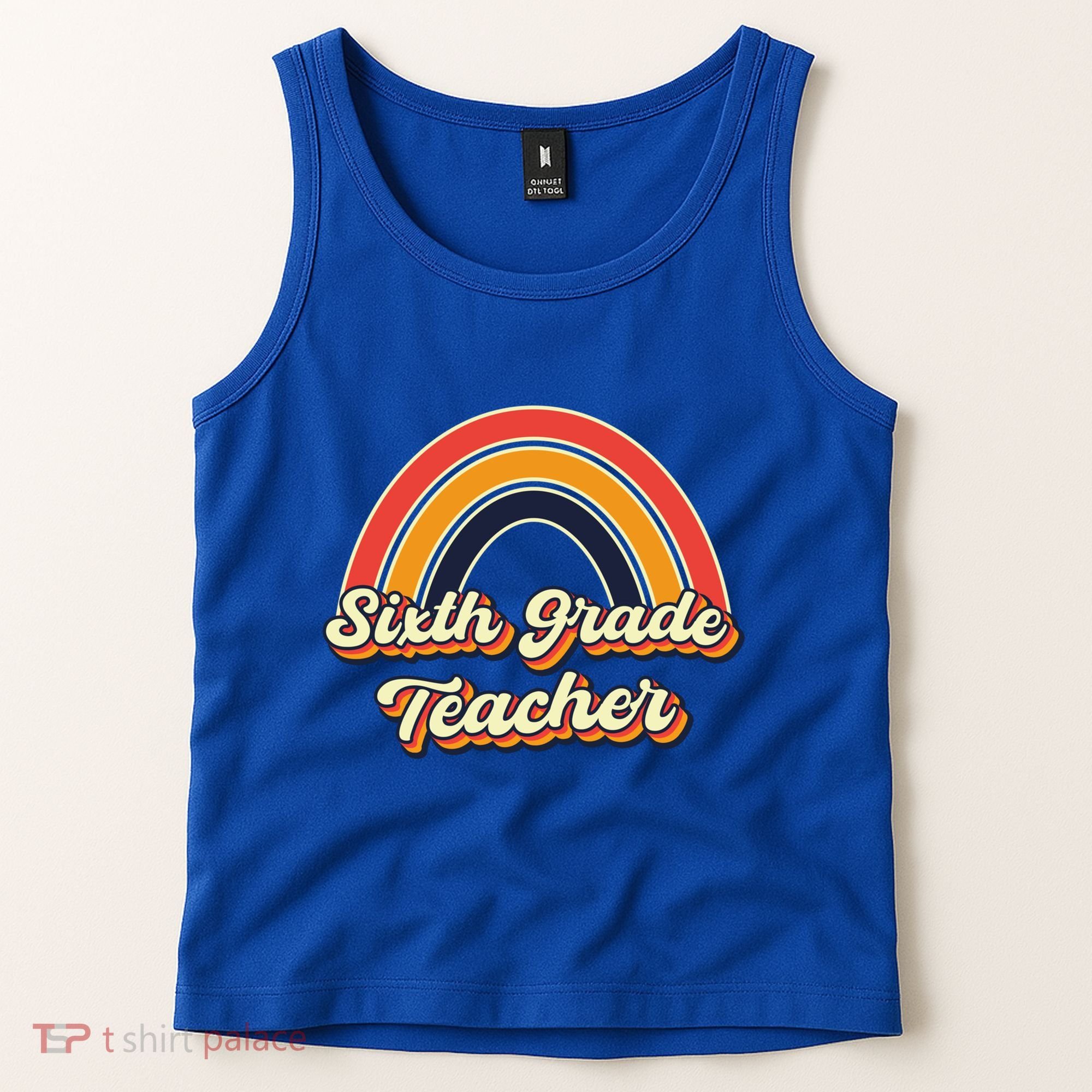 Retro Sixth Grade Teacher Rainbow Back To School 6Th Grade Great Gift Tank Top