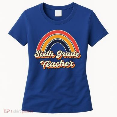 Retro Sixth Grade Teacher Rainbow Back To School 6Th Grade Great Gift Women's T-Shirt