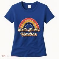 Retro Sixth Grade Teacher Rainbow Back To School 6Th Grade Great Gift Women's T-Shirt thumb 0