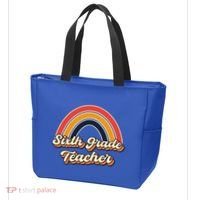 Retro Sixth Grade Teacher Rainbow Back To School 6Th Grade Great Gift Tote Bag thumb 3
