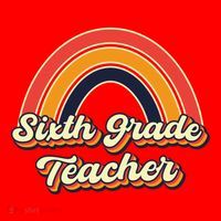 Retro Sixth Grade Teacher Rainbow Back To School 6Th Grade Great Gift Santa Hat thumb 1