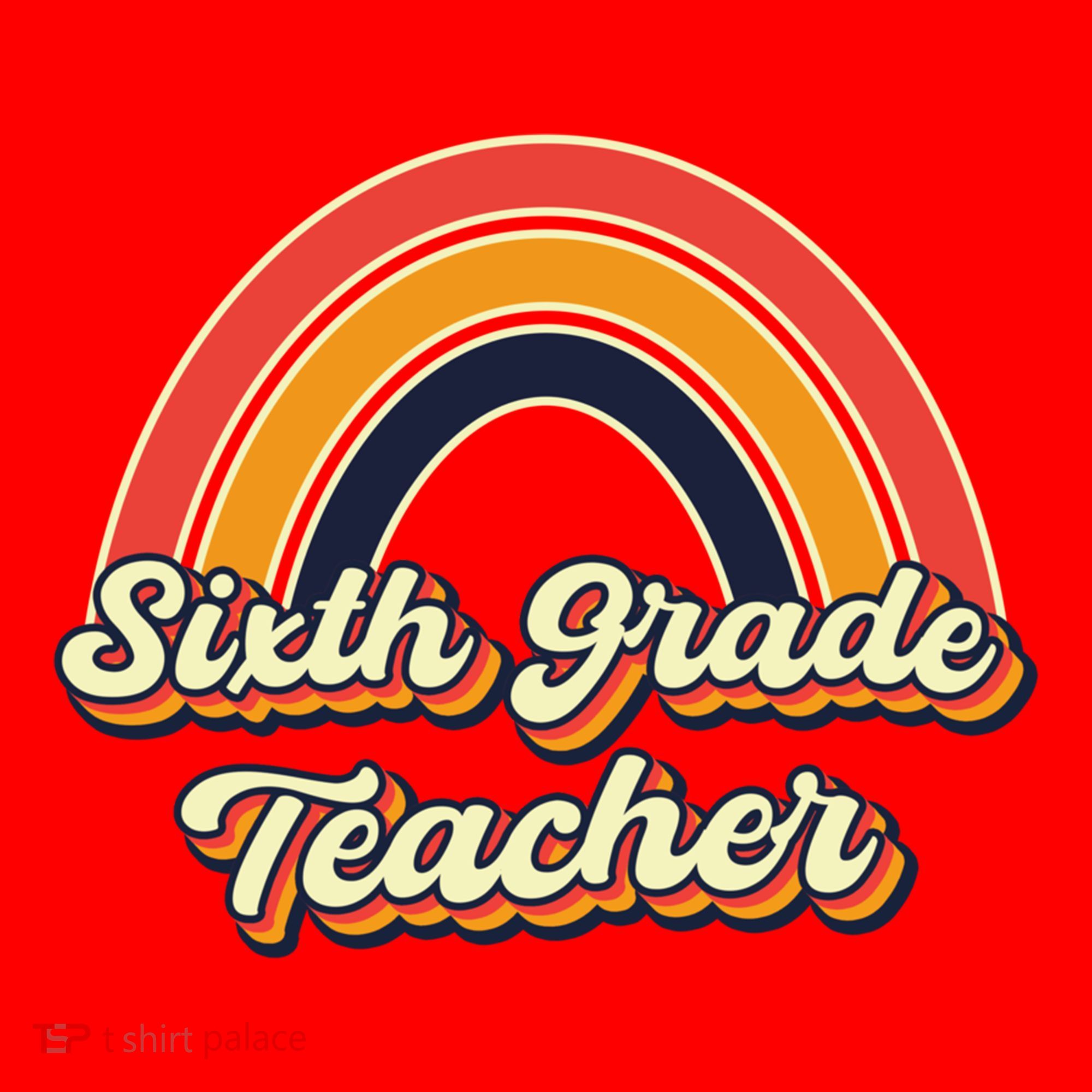 Retro Sixth Grade Teacher Rainbow Back To School 6Th Grade Great Gift Santa Hat