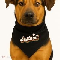 Retro Softball Graphic Softball USA-Made Doggie Bandana thumb 1