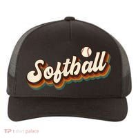 Retro Softball Graphic Softball Yupoong Adult 5-Panel Trucker Hat thumb 0