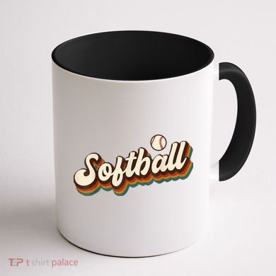 Retro Softball Graphic Softball Coffee Mug back