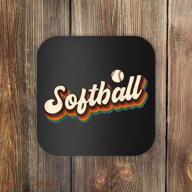 Retro Softball Graphic Softball Coaster