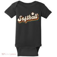 Retro Softball Graphic Softball Baby Bodysuit thumb 0