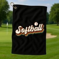Retro Softball Graphic Softball Golf Towel thumb 1
