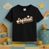 Retro Softball Graphic Softball Toddler T-Shirt thumb 3