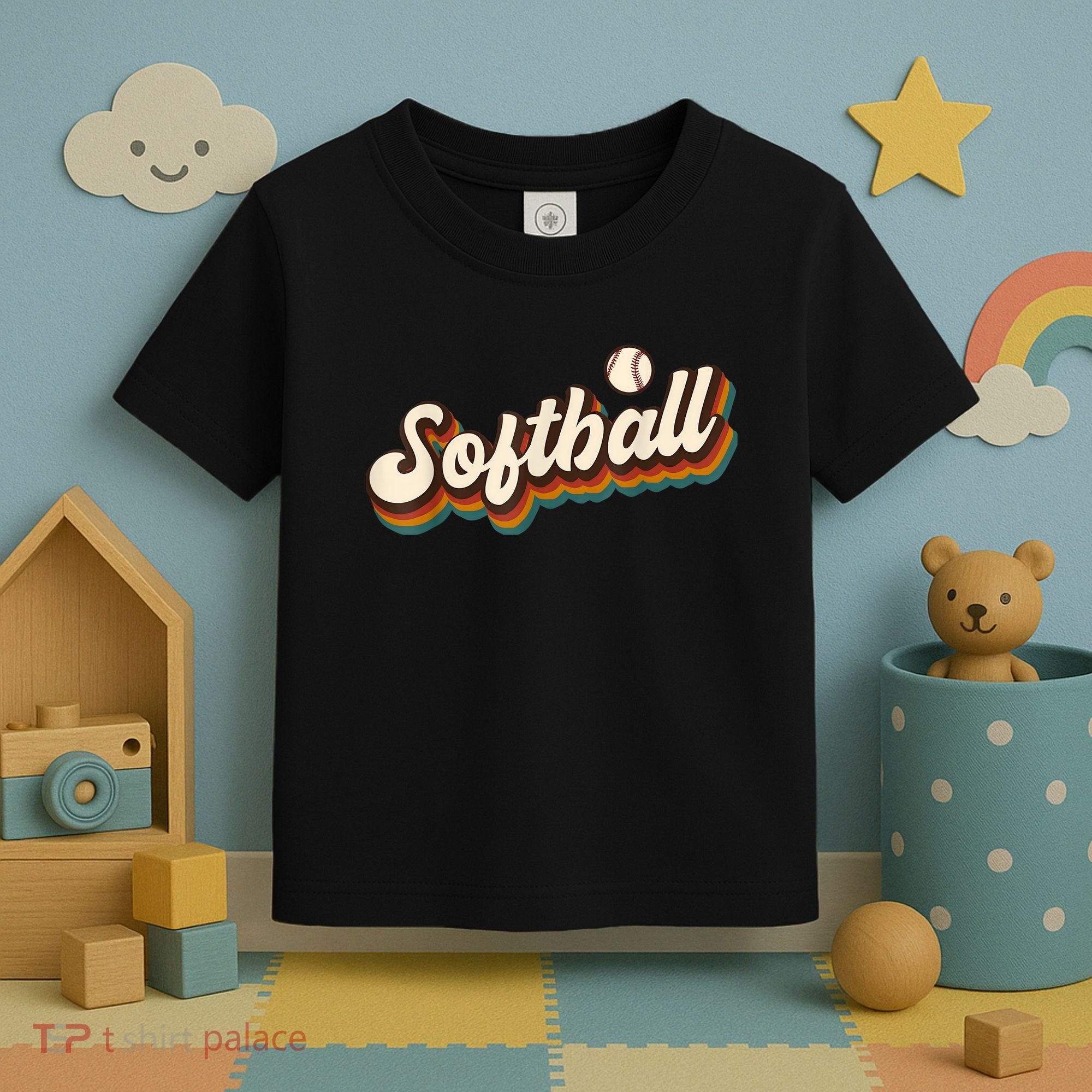 Retro Softball Graphic Softball Toddler T-Shirt